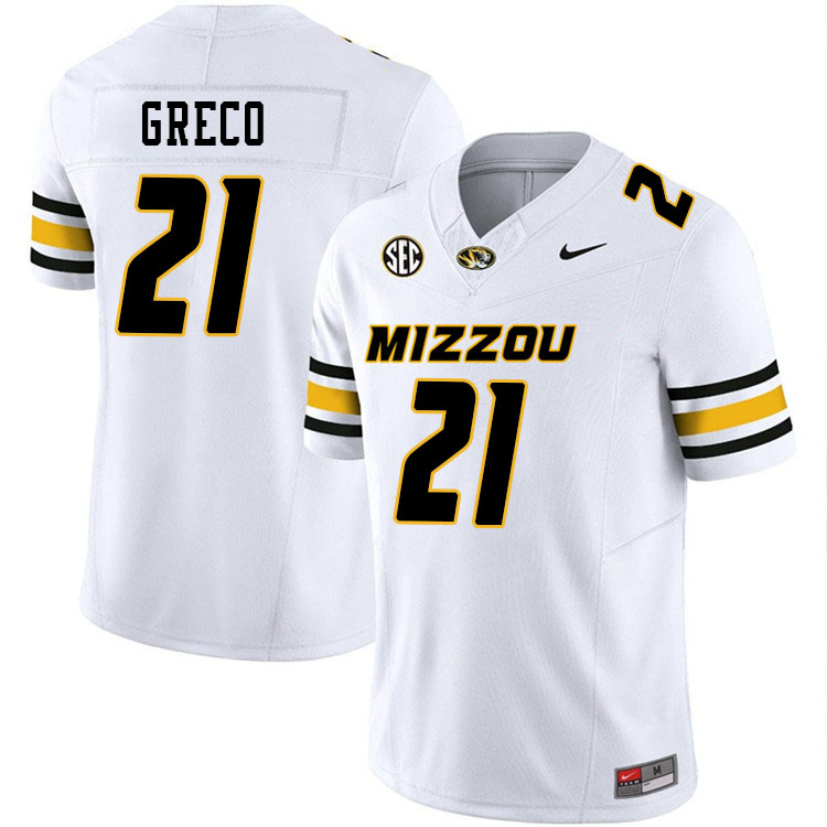 Men #21 Trajen Greco Missouri Tigers College Football Jerseys Stitched-White